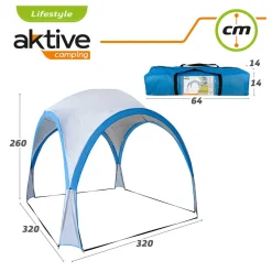 Carpa de camping Aktive blanco/azul 260x320x320 cm