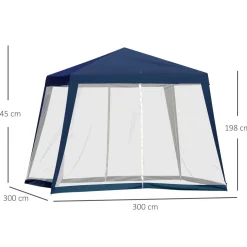 Carpa de jardín Balik Outsunny con mosquitera azul 3x3 m