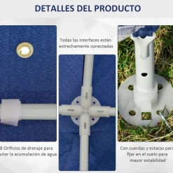 Carpa de jardín Balik Outsunny con mosquitera azul 3x3 m