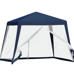 Carpa de jardín Balik Outsunny con mosquitera azul 3x3 m