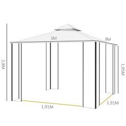 Carpa de jardín Laham Outsunny techo doble con mosquitera 280x300x300 cm
