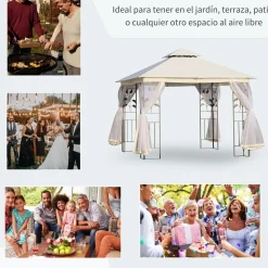 Carpa de jardín Laham Outsunny techo doble con mosquitera 280x300x300 cm