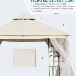 Carpa de jardín Laham Outsunny techo doble con mosquitera 280x300x300 cm