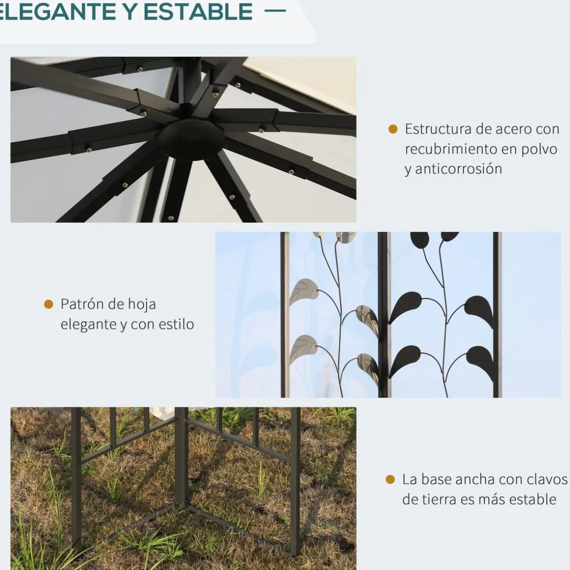 Carpa de jardín Laham Outsunny techo doble con mosquitera 280x300x300 cm