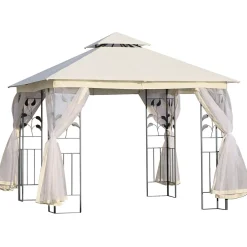 Carpa de jardín Laham Outsunny techo doble con mosquitera 280x300x300 cm