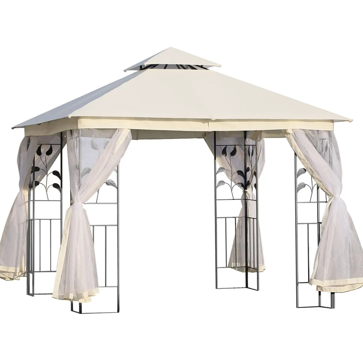 Carpa de jardín Laham Outsunny techo doble con mosquitera 280x300x300 cm