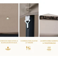 Carpa de jardín Otti Outsunny 4 cortinas 3x3 m