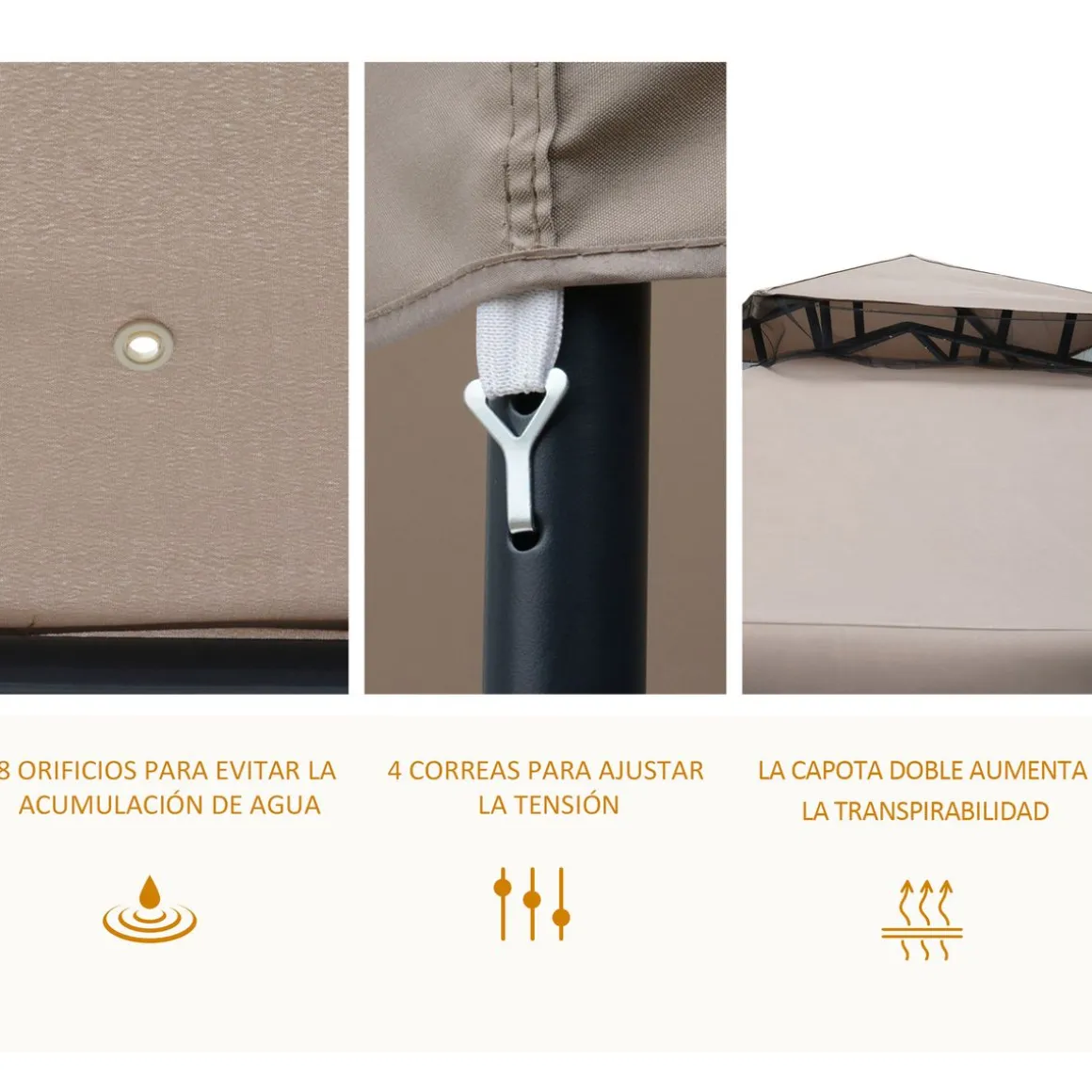 Carpa de jardín Otti Outsunny 4 cortinas 3x3 m