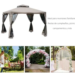 Carpa de jardín Otti Outsunny 4 cortinas 3x3 m