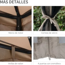 Carpa de jardín Otti Outsunny 4 cortinas 3x3 m