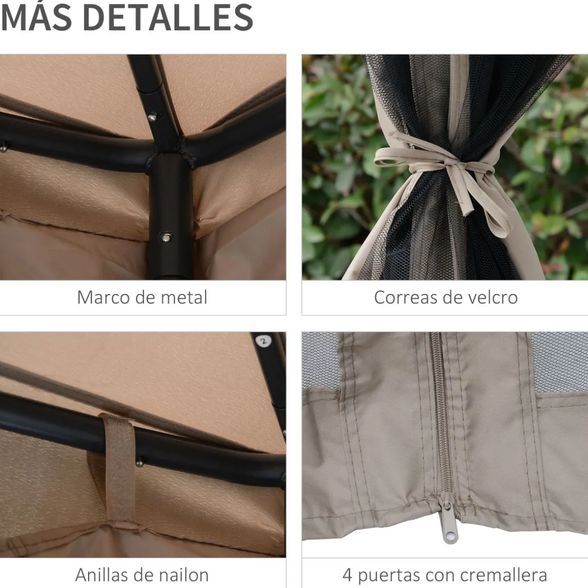 Carpa de jardín Otti Outsunny 4 cortinas 3x3 m