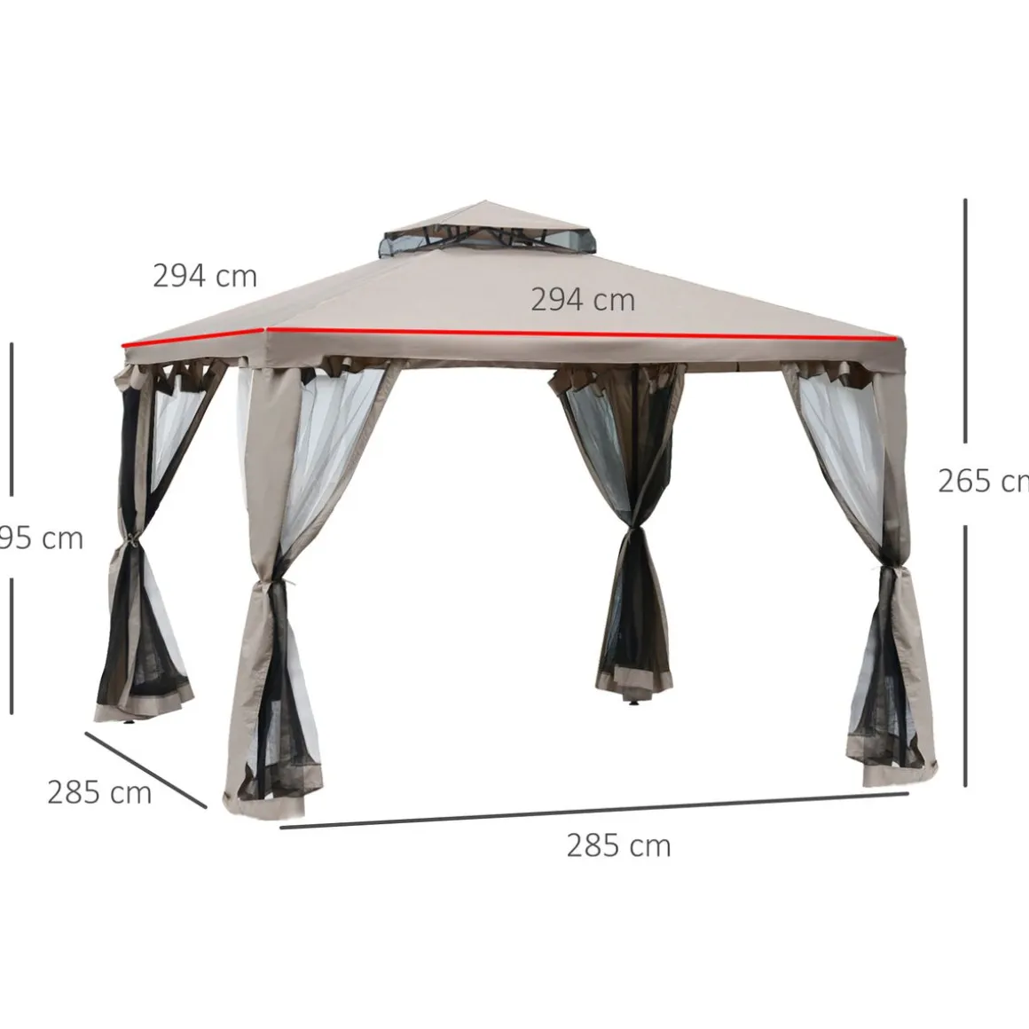 Carpa de jardín Otti Outsunny 4 cortinas 3x3 m