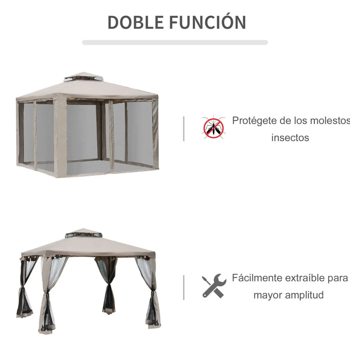 Carpa de jardín Otti Outsunny 4 cortinas 3x3 m