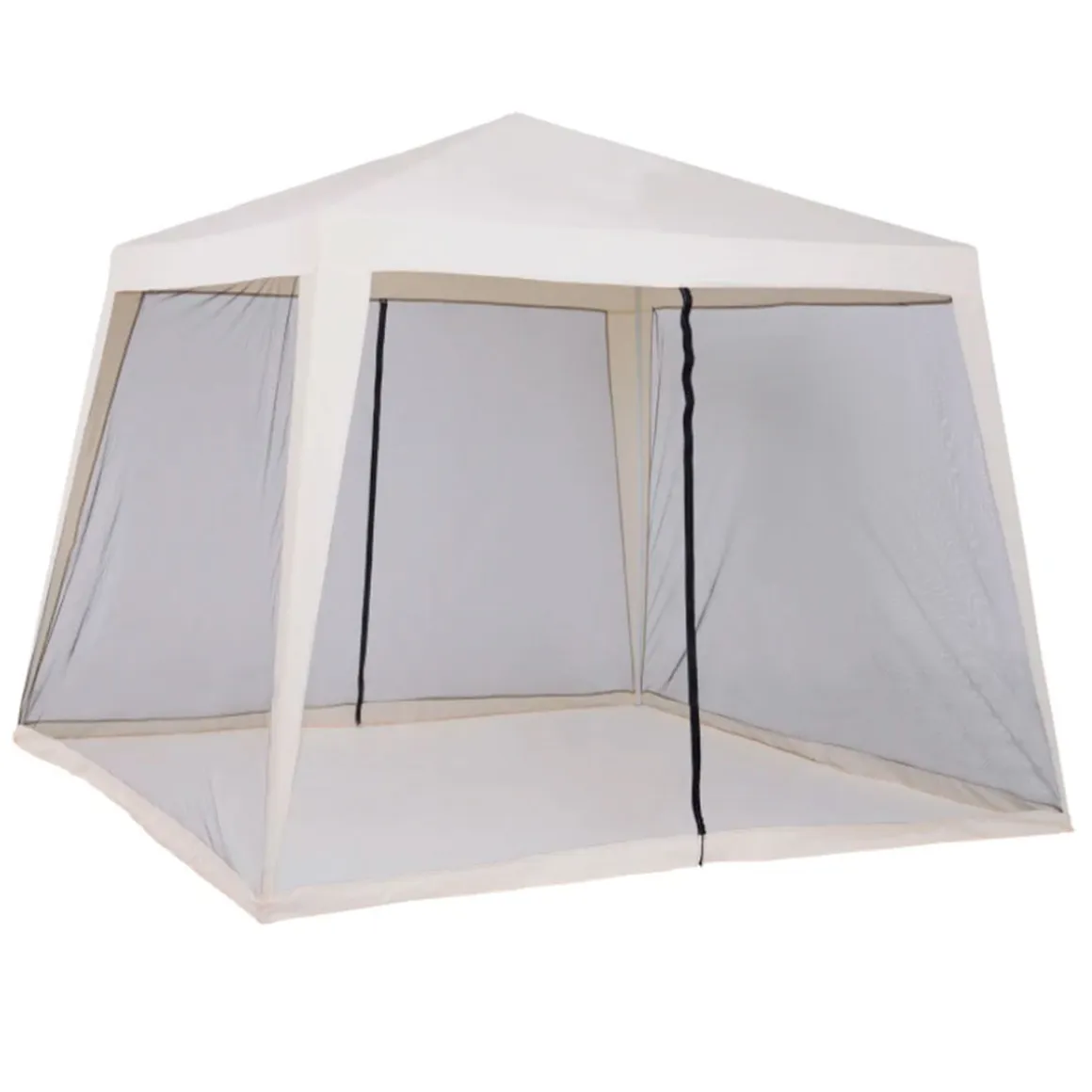 Carpa de jardín Outsunny con mosquitera y cremalleras beige 245x300x300 cm