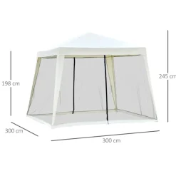 Carpa de jardín Outsunny con mosquitera y cremalleras beige 245x300x300 cm