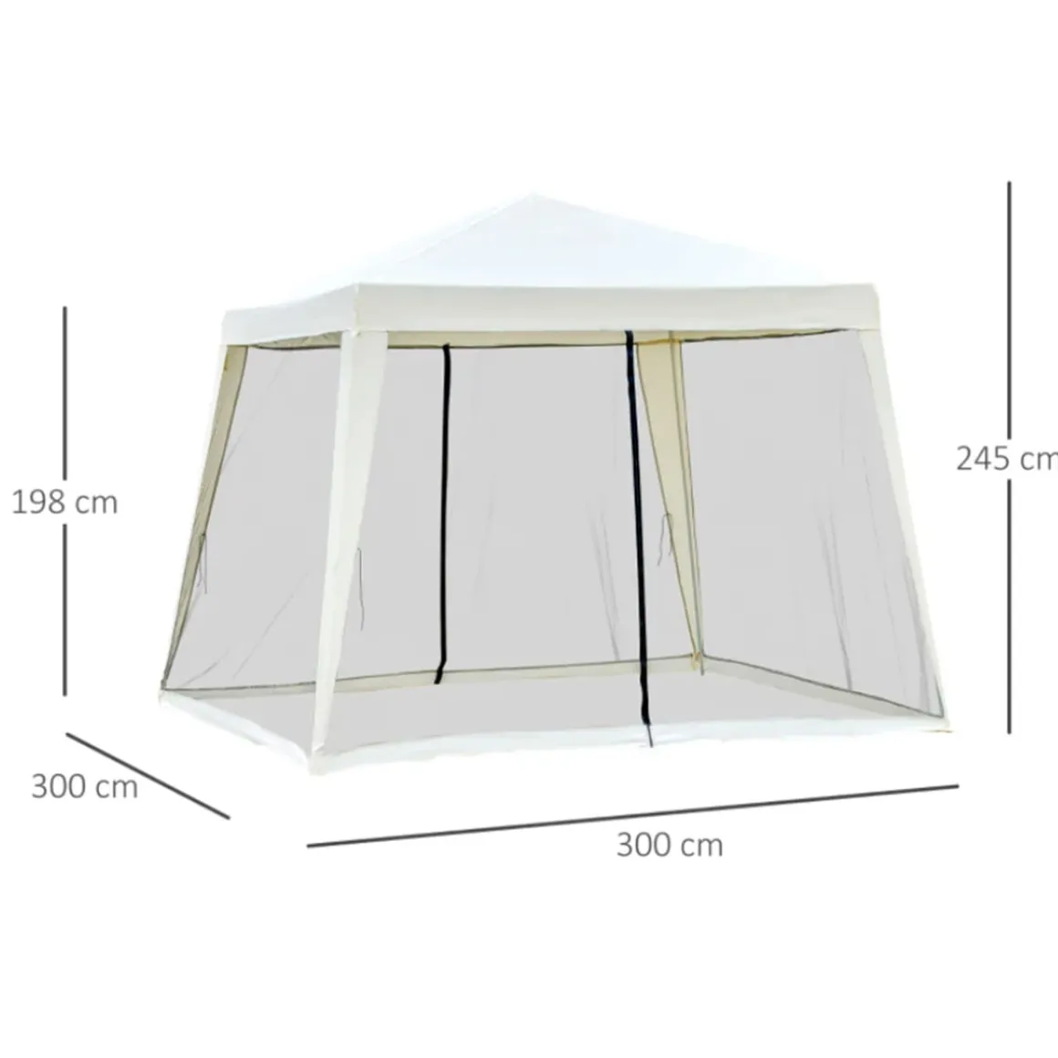Carpa de jardín Outsunny con mosquitera y cremalleras beige 245x300x300 cm