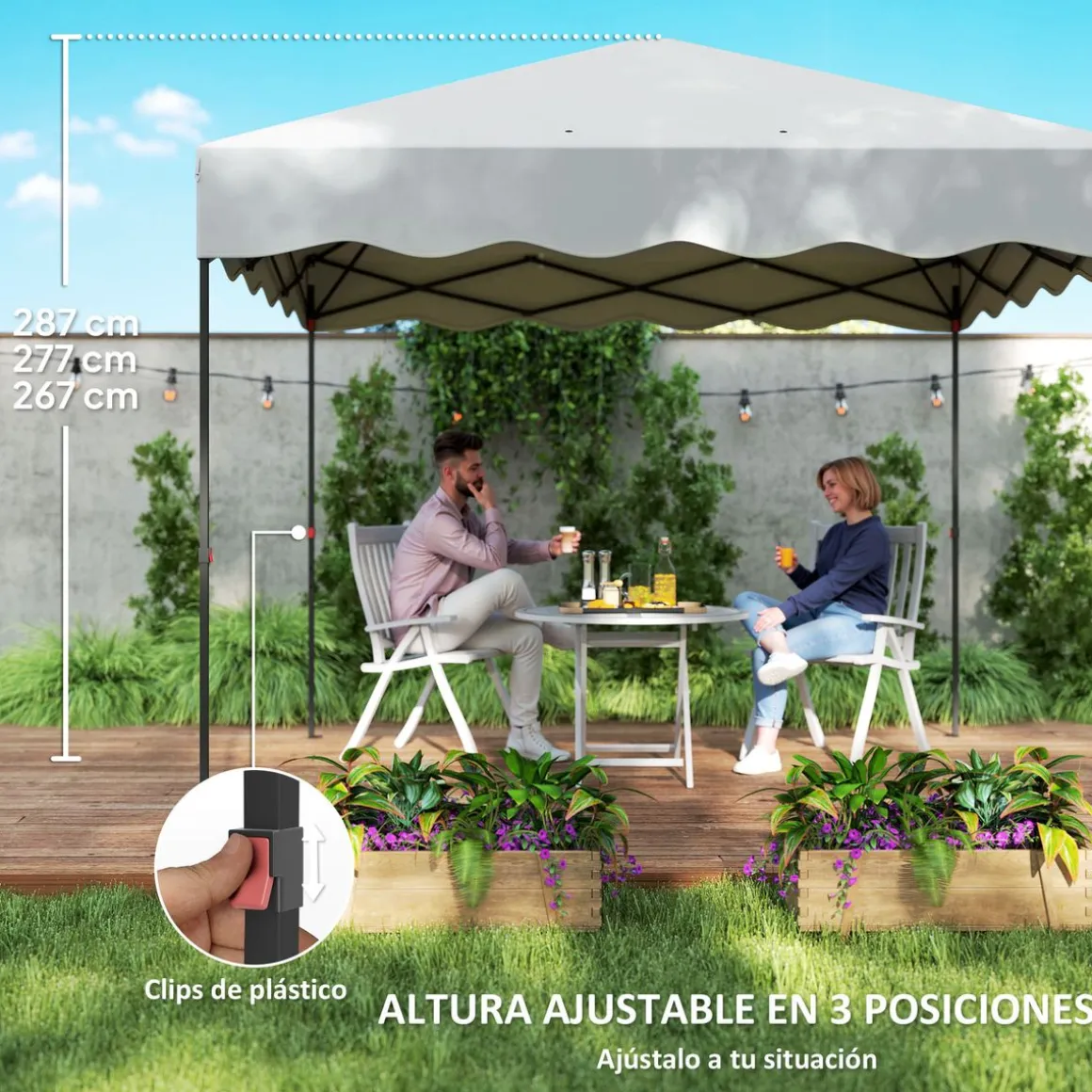 Carpa Gales Outsunny plegable altura ajustable + bolsa 287x297x297cm