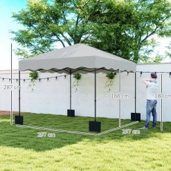 Carpa Gales Outsunny plegable altura ajustable + bolsa 287x297x297cm