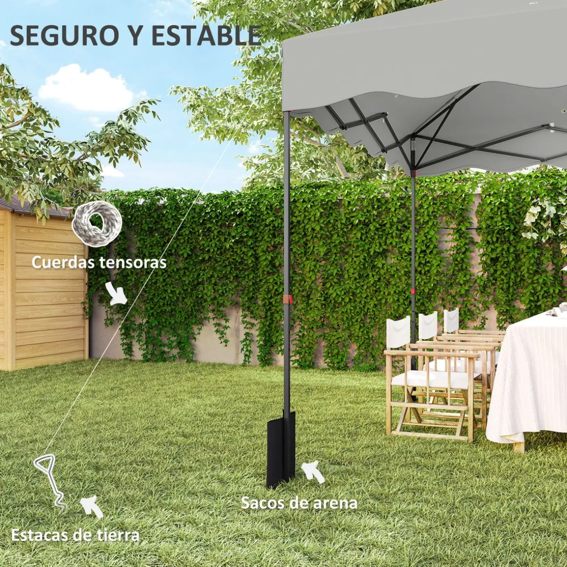Carpa Gales Outsunny plegable altura ajustable + bolsa 287x297x297cm