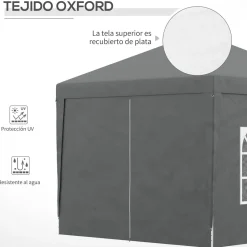 Carpa Módena Outsunny plegable paredes + ventanas desmontables 196-258x295x295 cm