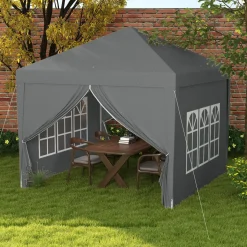 Carpa Módena Outsunny plegable paredes + ventanas desmontables 196-258x295x295 cm