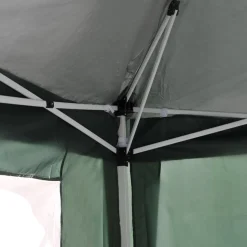 Carpa Outsunny 2 ventanas+2 puertas con cremallera plegable verde 2x2 m