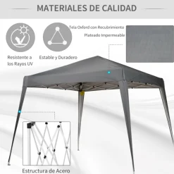 Carpa plegable Outsunny con diseño pop-up 250x297x297 cm