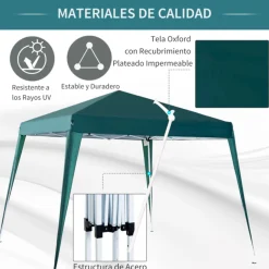 Carpa plegable Outsunny con diseño pop-up 250x297x297 cm