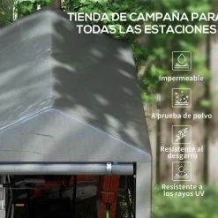 Carpa Victoria Outsunny puerta con cremallera gris 165x120x180 cm