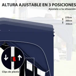 Carpa Vitta Outsunny altura ajustable + paneles laterales 270x597x300 cm