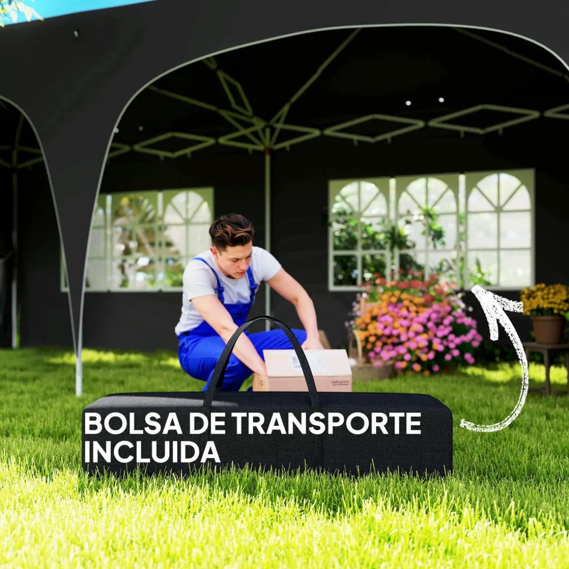 Carpa Vitta Outsunny altura ajustable + paneles laterales 270x597x300 cm