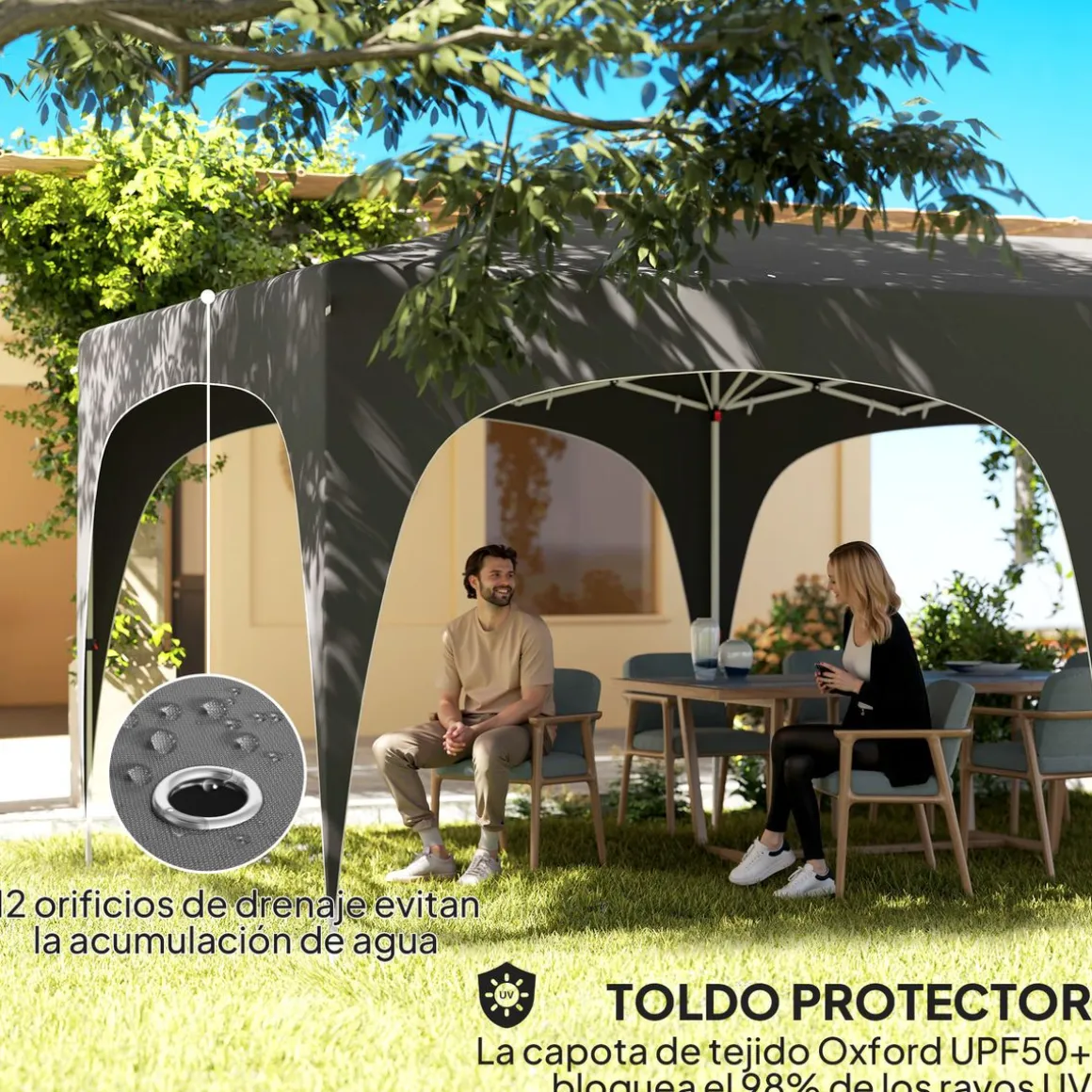 Carpa Vitta Outsunny altura ajustable + paneles laterales 270x597x300 cm