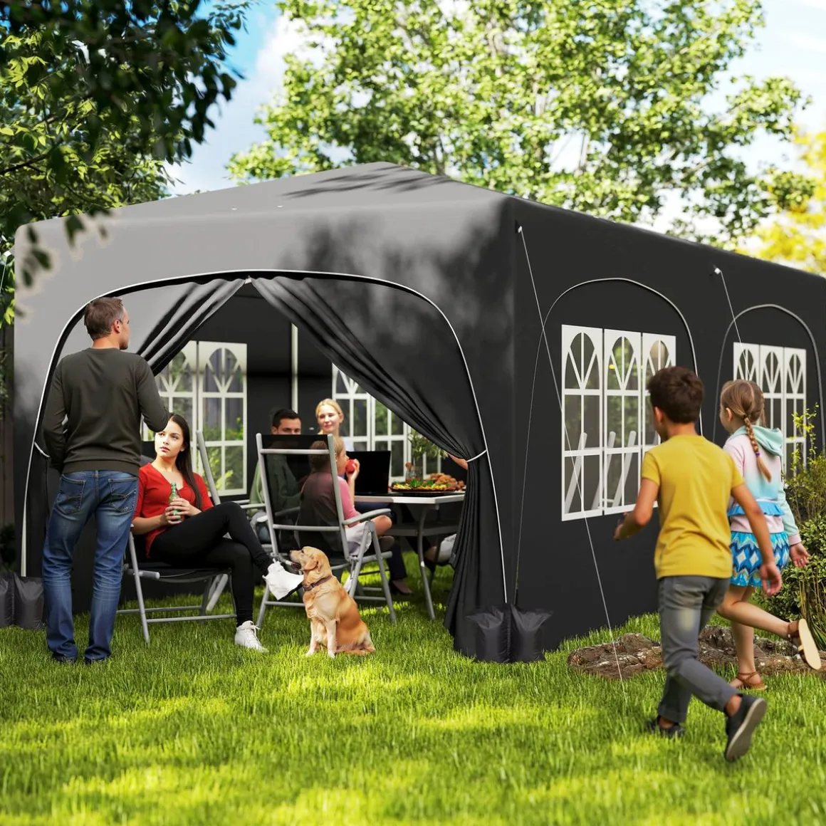 Carpa Vitta Outsunny altura ajustable + paneles laterales 270x597x300 cm
