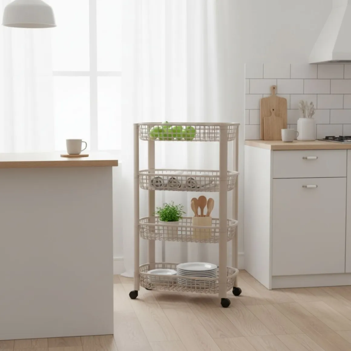Carrito auxiliar 4 niveles con ruedas 78,8x26x46,5 cm