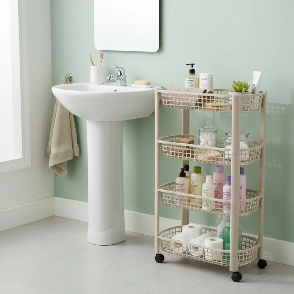 Carrito auxiliar 4 niveles con ruedas 78,8x26x46,5 cm