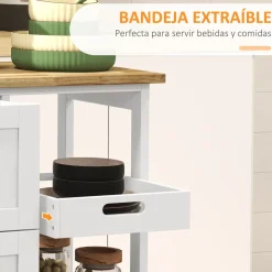 Carrito auxiliar Austen Homocm 3 cajones con 2 estantes y bandeja extraíble 85,5x67x37 cm