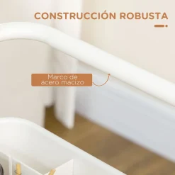 Carrito auxiliar Beany Homcom 3 niveles + ganchos y cajas colgantes blanco 86,5x42x38 cm