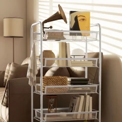 Carrito auxiliar Cenaria Homcom 5 cestas extraíbles blanco 106x45x26,5 cm