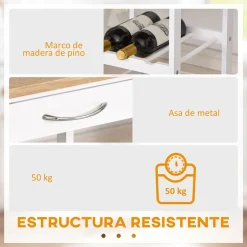 Carrito auxiliar Colibrí Homcom 4 niveles con ruedas blanco 76x37x37 cm