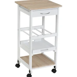 Carrito auxiliar Colibrí Homcom 4 niveles con ruedas blanco 76x37x37 cm