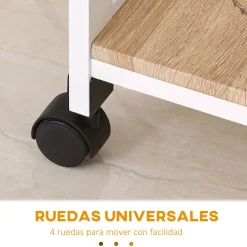 Carrito auxiliar Colibrí Homcom 4 niveles con ruedas blanco 76x37x37 cm