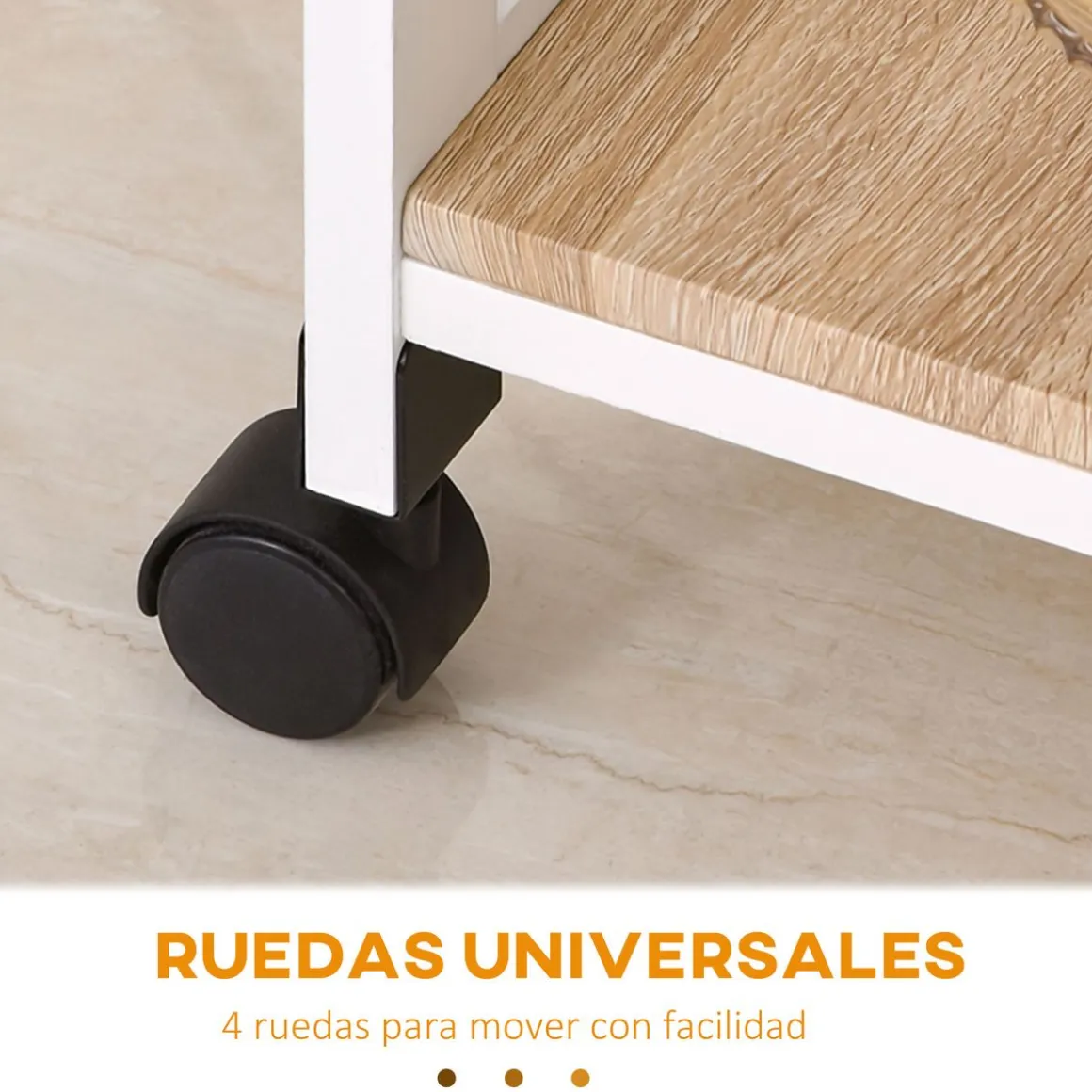 Carrito auxiliar Colibrí Homcom 4 niveles con ruedas blanco 76x37x37 cm