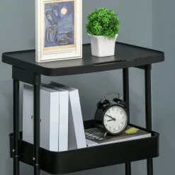 Carrito auxiliar Cosh Homcom 3 niveles negro 76,5x46x34,5 cm