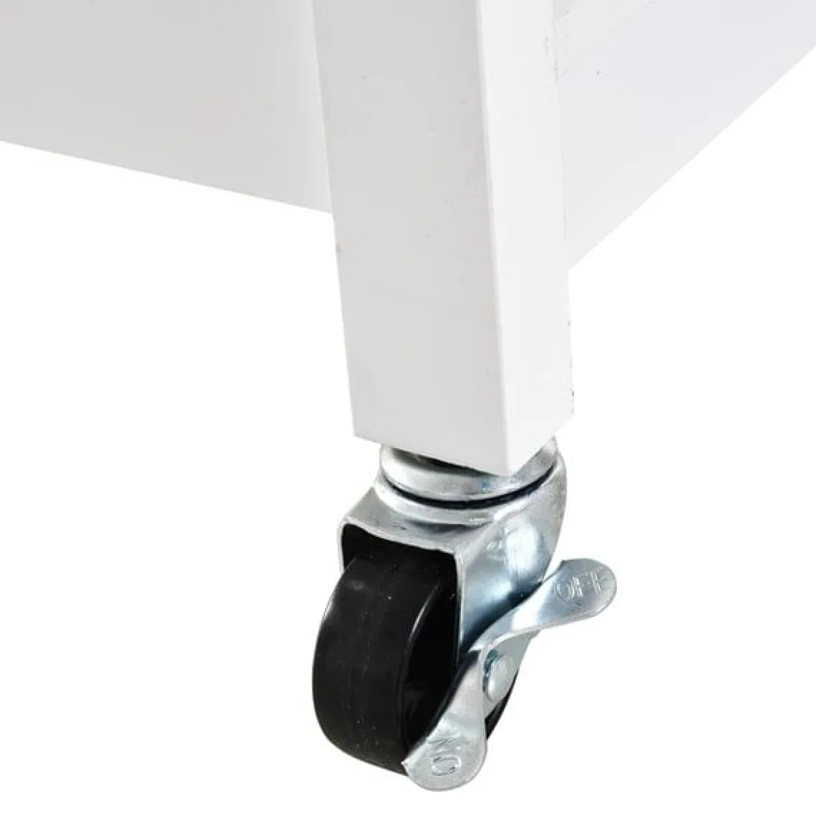 Carrito auxiliar de cocina Homcom 1 cajón+1 armario+3 estantes blanco/natural 86,5x66x39,5 cm
