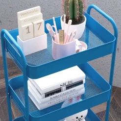 Carrito auxiliar Ebro Homcom 3 estantes con ruedas rosa o azul 79x30,6x45 cm