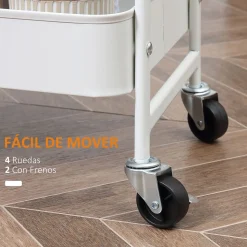 Carrito auxiliar Guadiana Homcom 3 estantes con encimera 79,4x31x45 cm