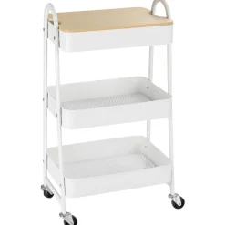 Carrito auxiliar Guadiana Homcom 3 estantes con encimera 79,4x31x45 cm