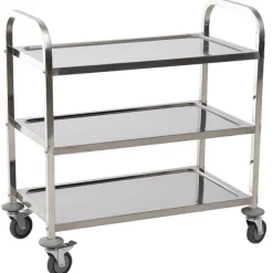 Carrito auxiliar Homcom 3 niveles con ruedas plata 90x85x45 cm