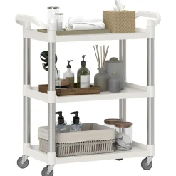 Carrito auxiliar Miño Homcom 3 estantes aluminio blanco 93x44x88 cm