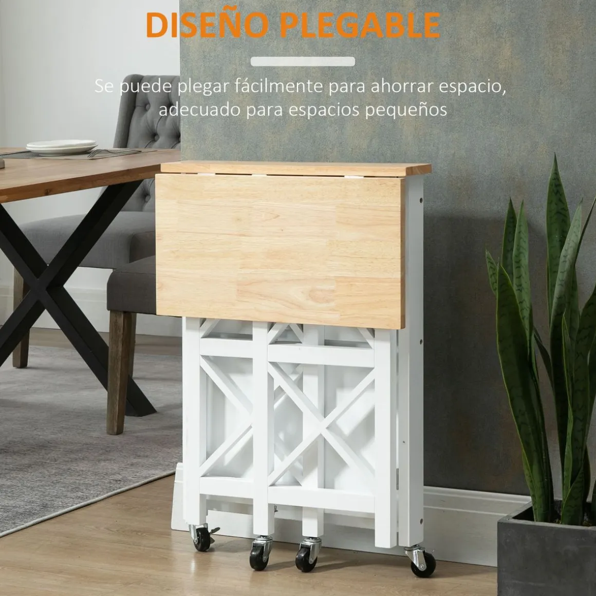 Carrito auxiliar Moniz Homcom 2 estantes con ruedas blanco 84x60x40 cm